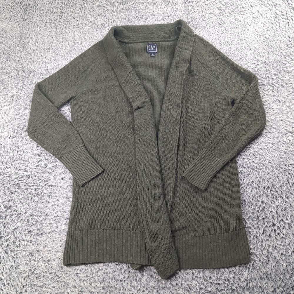 GAP Sweater Women Extra Small Green Normcore Cardigan Knit Wool Blend Casual